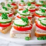 Mini Open-Faced Sandwiches with Bologna, Tomato, Cucumber, and Mozzarella Recipe