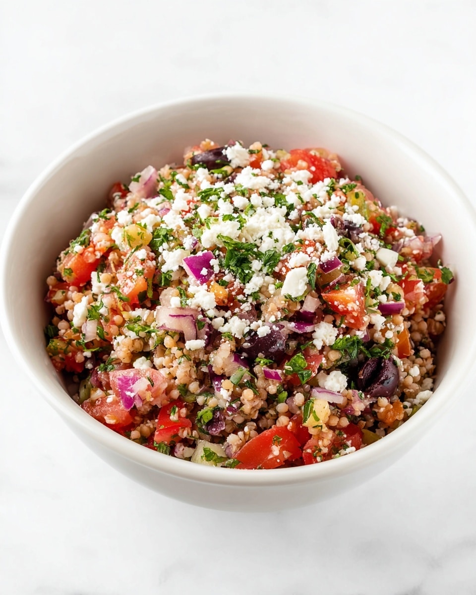 Farro Greek Salad with Feta and Dill Recipe - Recipe Image