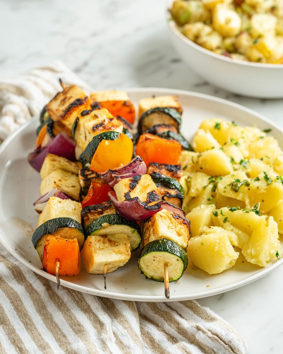 Grilled Greek Halloumi Kebabs Recipe