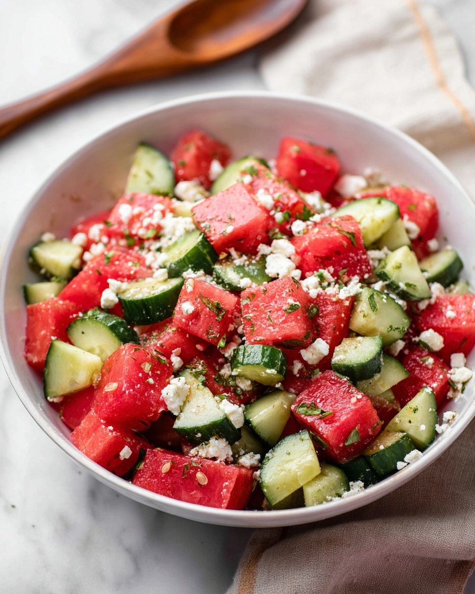 Watermelon Salad with Cucumber, Feta, and Mint Recipe - Recipe Image