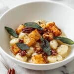 Pumpkin Gnocchi Bake with Blue Cheese, Pecans, and Crispy Sage Recipe