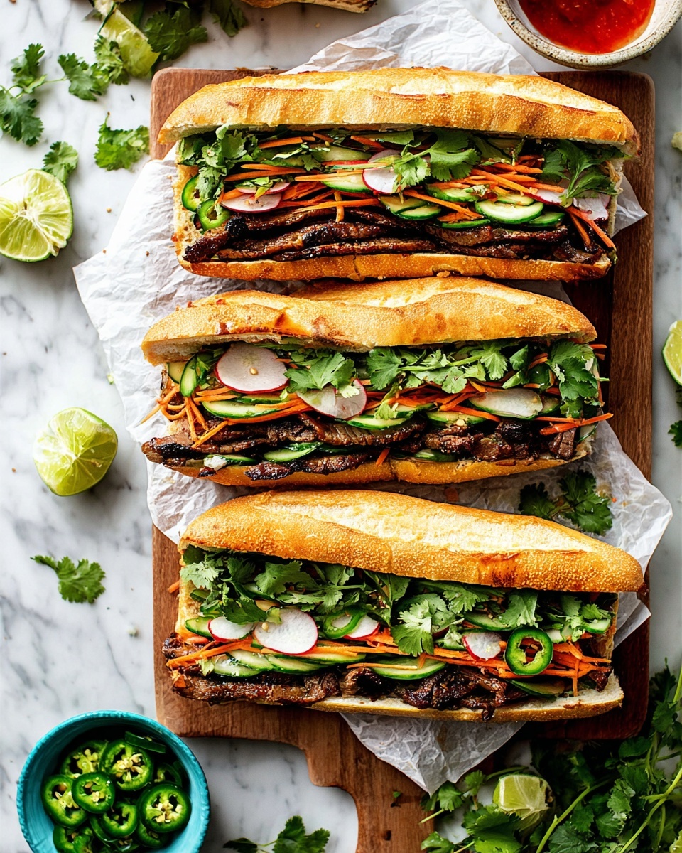 Vietnamese Banh Mi Sandwich with Marinated Pork and Pickled Vegetables Recipe
