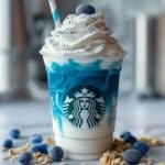 Vanilla Bean Frappuccino with a Blue Raspberry Swirl Delight Recipe