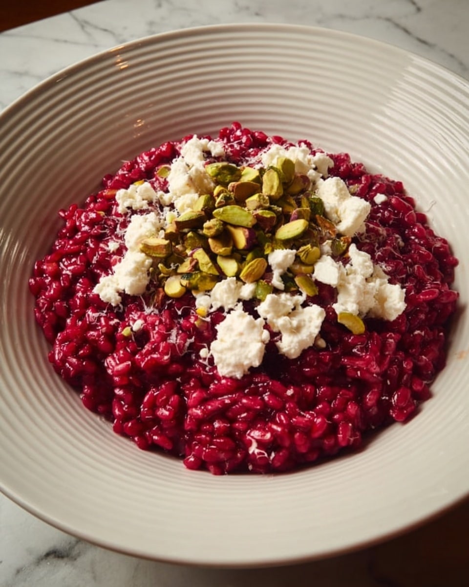 Beet Farro Risotto with Goat Cheese and Pistachios Recipe