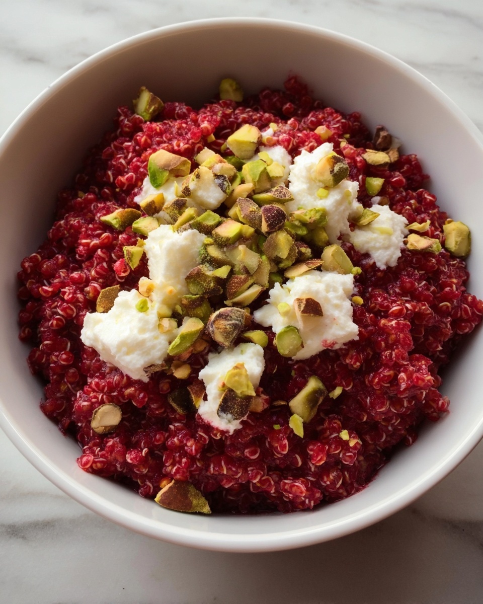 Beet Farro Risotto with Goat Cheese and Pistachios Recipe - Recipe Image