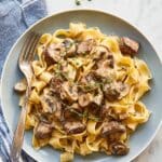 Slow Cooker Beef Stroganoff with Mushrooms and Greek Yogurt Recipe