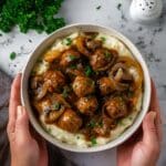 Slow Cooker Salisbury Steak Meatballs in Mushroom Gravy Recipe