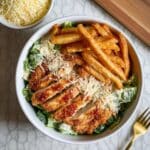 Healthy Chicken Caesar Salad with Crispy Fries and Hot Honey Recipe