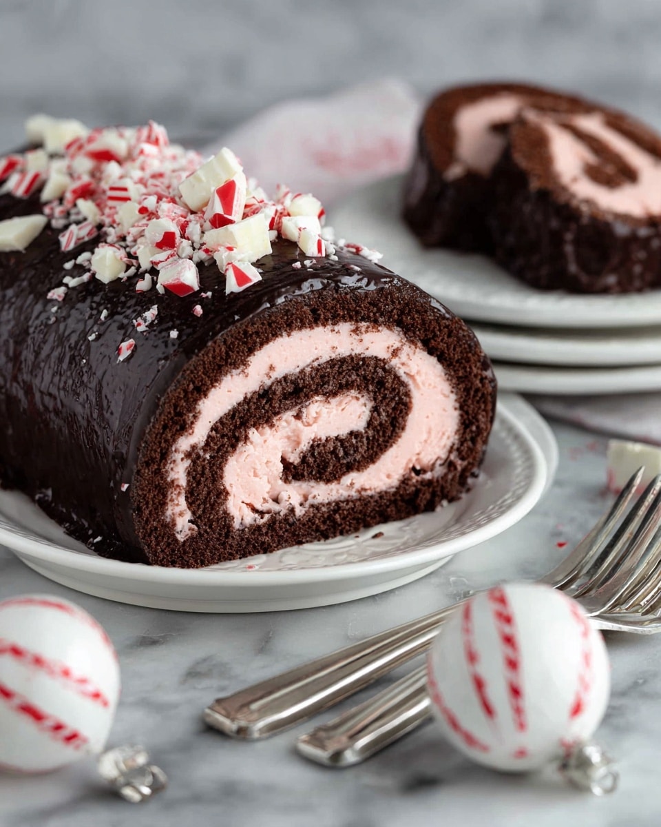 Dark Chocolate Cake Roll With Peppermint Filling Recipe - Recipe Image