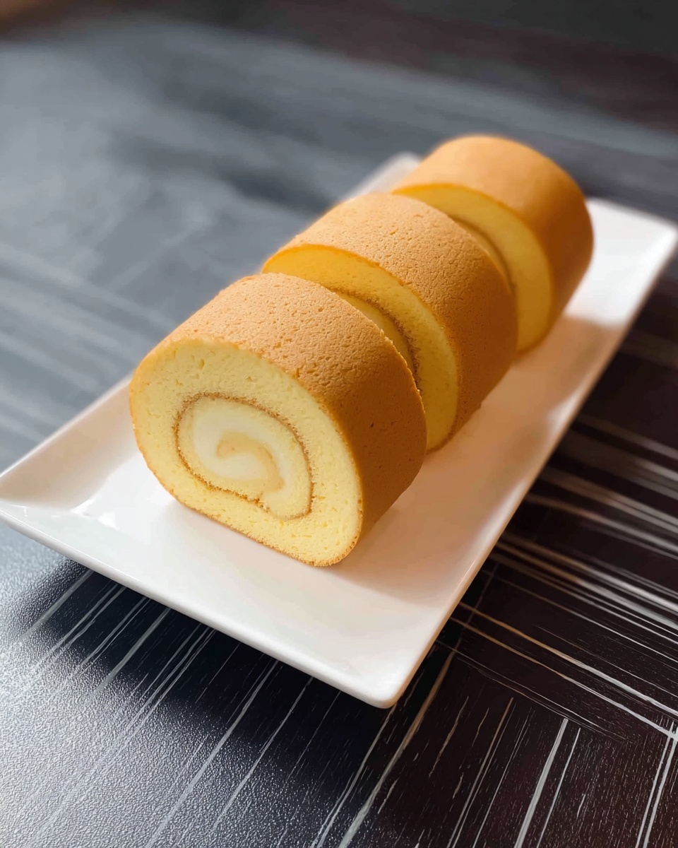 The image shows two small, soft sponge roll cakes with a smooth, light brown outer layer and a yellow cream swirl inside. One sponge roll is held by a woman's hand, showing its texture clearly, while the other sits on a white square plate placed on a white marbled surface. The sponge rolls look moist and fluffy with a neat spiral of cream in the middle. Photo taken with an iphone --ar 4:5 --v 7