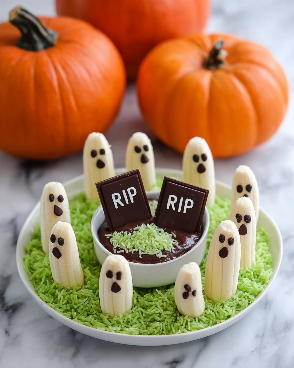 Banana Ghosts with Healthy Chocolate Dip (Dairy-Free Vegan Halloween Treat) Recipe - Recipe Image