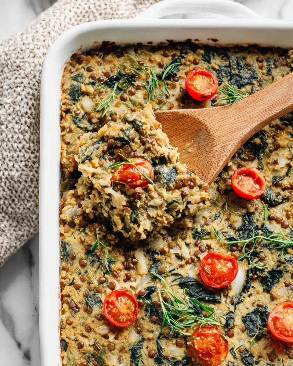 Mediterranean Quinoa and Lentil Casserole with Spinach, Feta, and Cherry Tomatoes Recipe - Recipe Image