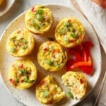 Breakfast Egg Muffins with Red Bell Peppers, Scallions, and Feta Recipe