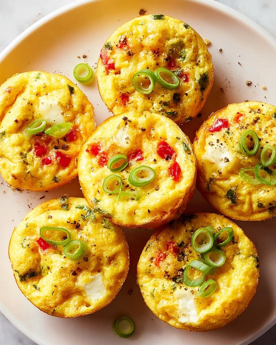 Breakfast Egg Muffins with Red Bell Peppers, Scallions, and Feta Recipe - Recipe Image