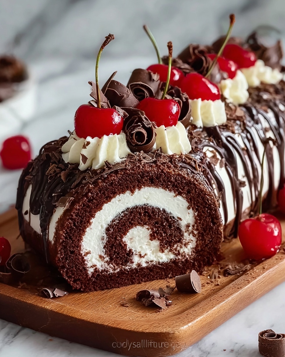 Elegant Black Forest Cake Roll Recipe - Recipe Image