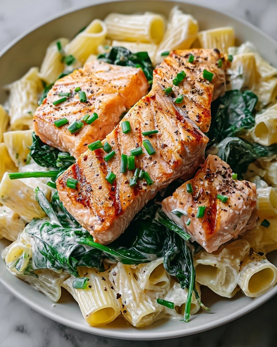 Lemon-Infused Salmon Spinach Pasta Recipe