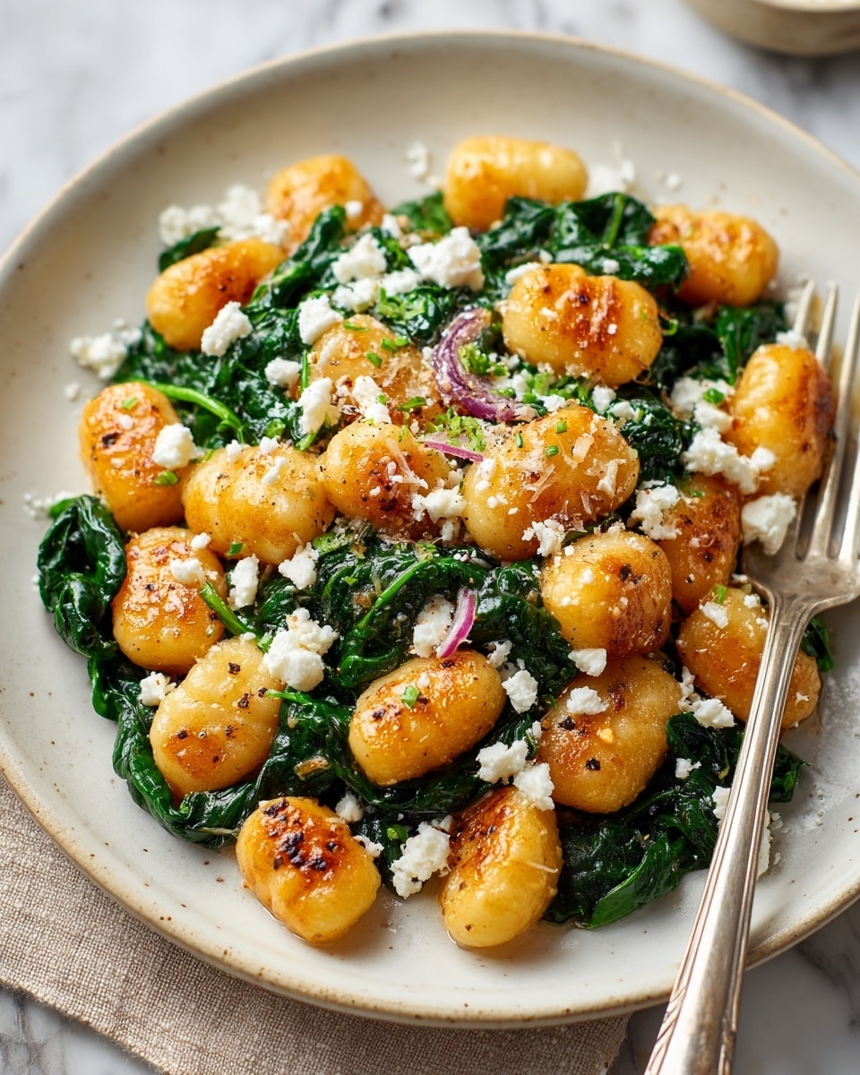 Crispy Gnocchi with Spinach and Feta Recipe