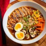Teriyaki Chicken Ramen Bowl with Vegetables and Soft-Boiled Eggs Recipe