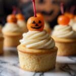 Lemon Curd Cupcakes with Chocolate Covered Cherry Pumpkins Recipe