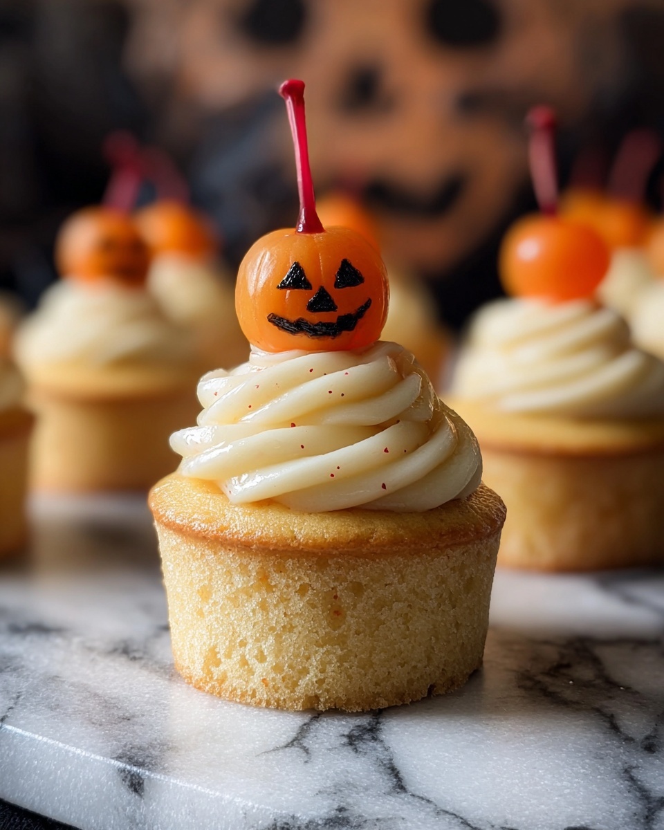 Lemon Curd Cupcakes with Chocolate Covered Cherry Pumpkins Recipe