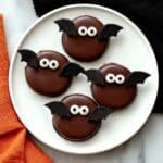 Bat Oreo Treats with Candy Eyes and Chocolate Wafers Recipe