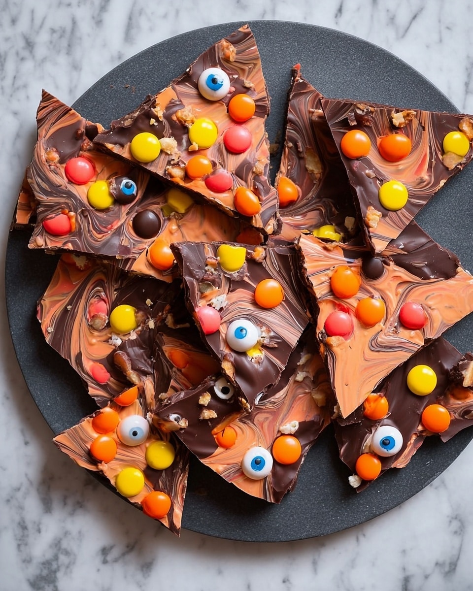 Halloween Chocolate Bark with M&Ms and Spooky Sweets Recipe