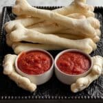 Bones Breadsticks with Garlic Butter and "Blood" Marinara Dipping Sauce Recipe