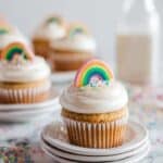 Rainbow Cupcakes with Rainbow Candy Bows Recipe