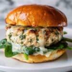 White Cheddar Spinach Chicken Burgers Recipe