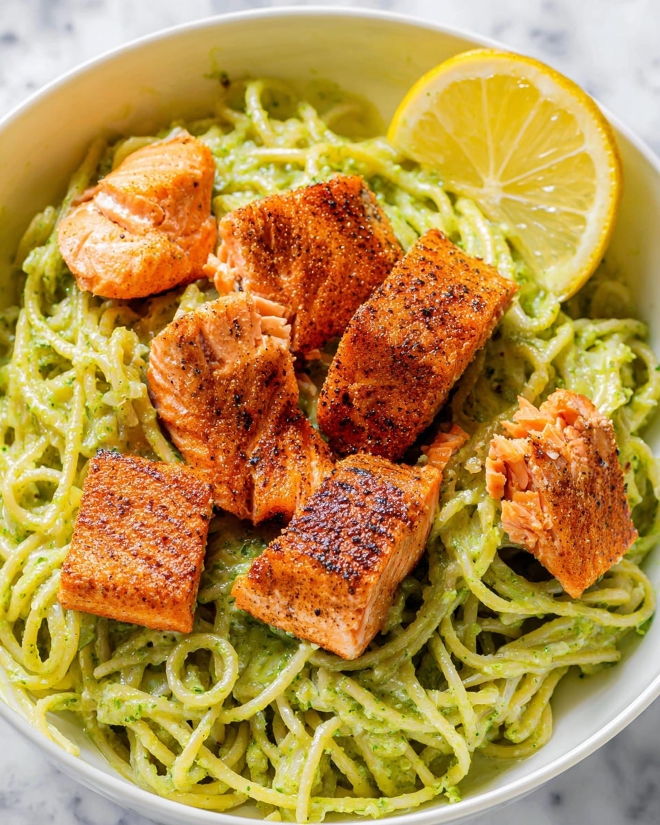 Salmon Pesto Pasta with Roasted Salmon and Parmesan Recipe - Recipe Image