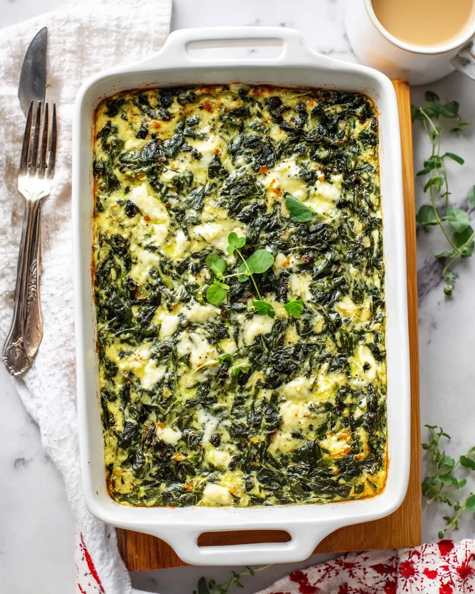 Spinach Casserole with Feta and Parmesan Recipe