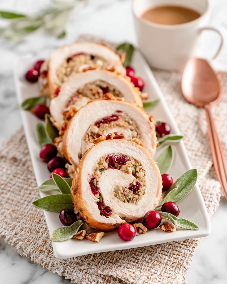 Stuffed Turkey Breast with Cranberry-Pecan Stuffing and Apple Cider Gravy Recipe