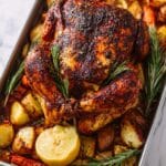 Roasted Chicken with Creole Garlic Butter and Vegetables Recipe