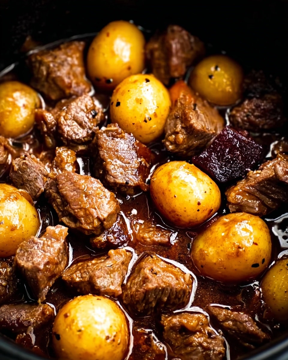 Crockpot Garlic Butter Beef Bites with Potatoes Recipe