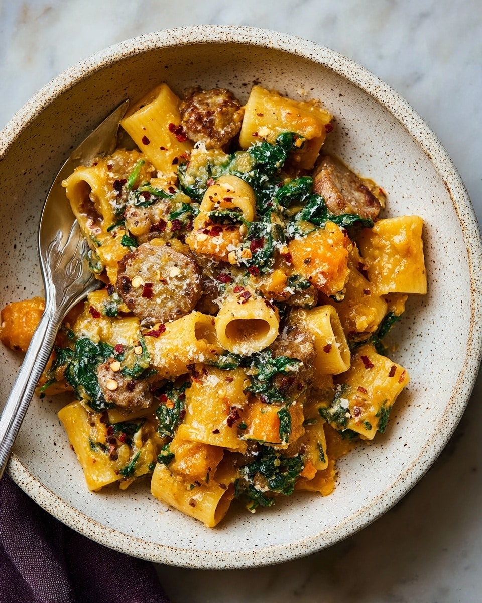 Creamy Rigatoni with Butternut Squash and Spicy Sausage Recipe - Recipe Image