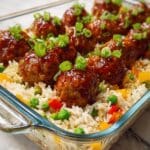 Honey Garlic Meatball Rice Bake Recipe