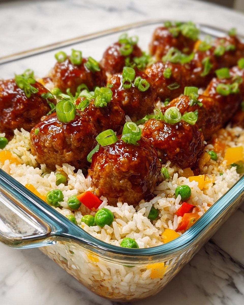 Honey Garlic Meatball Rice Bake Recipe