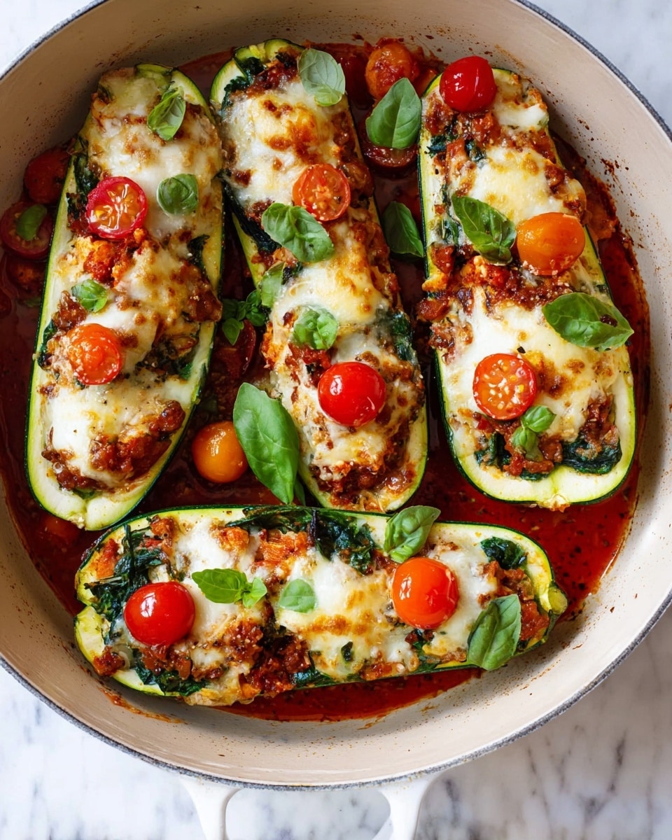 Stuffed Zucchini Boats with Mushrooms, Olives, and Spinach Recipe - Recipe Image