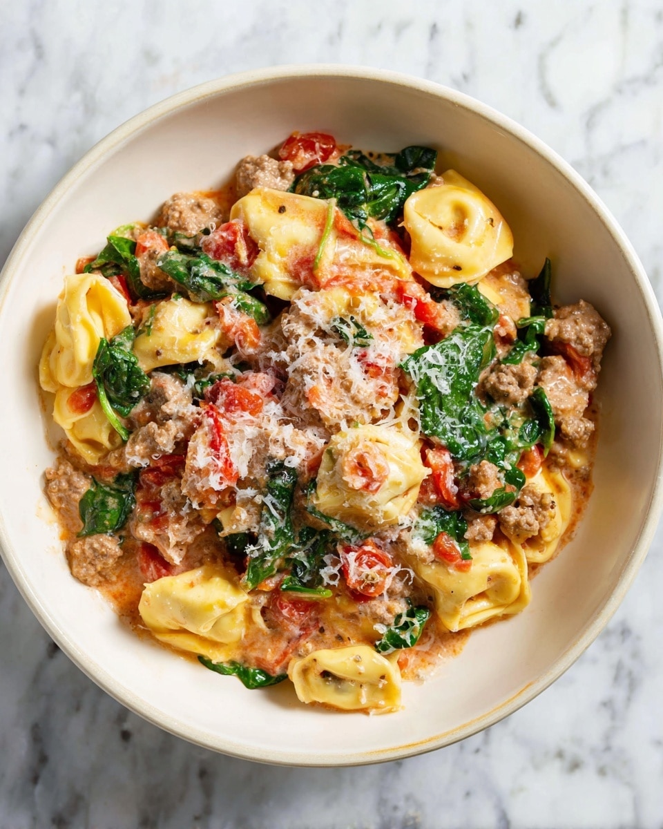 One-Pan Italian Sausage and Cheese Tortellini Skillet Recipe