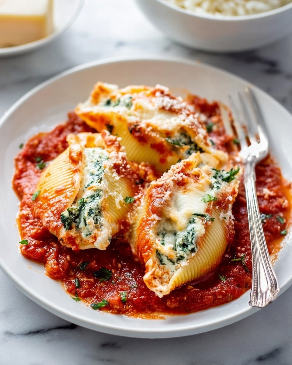 Cheesy Spinach Stuffed Shells with Marinara Recipe 4 Cheesy Spinach Stuffed Shells with Marinara Recipe