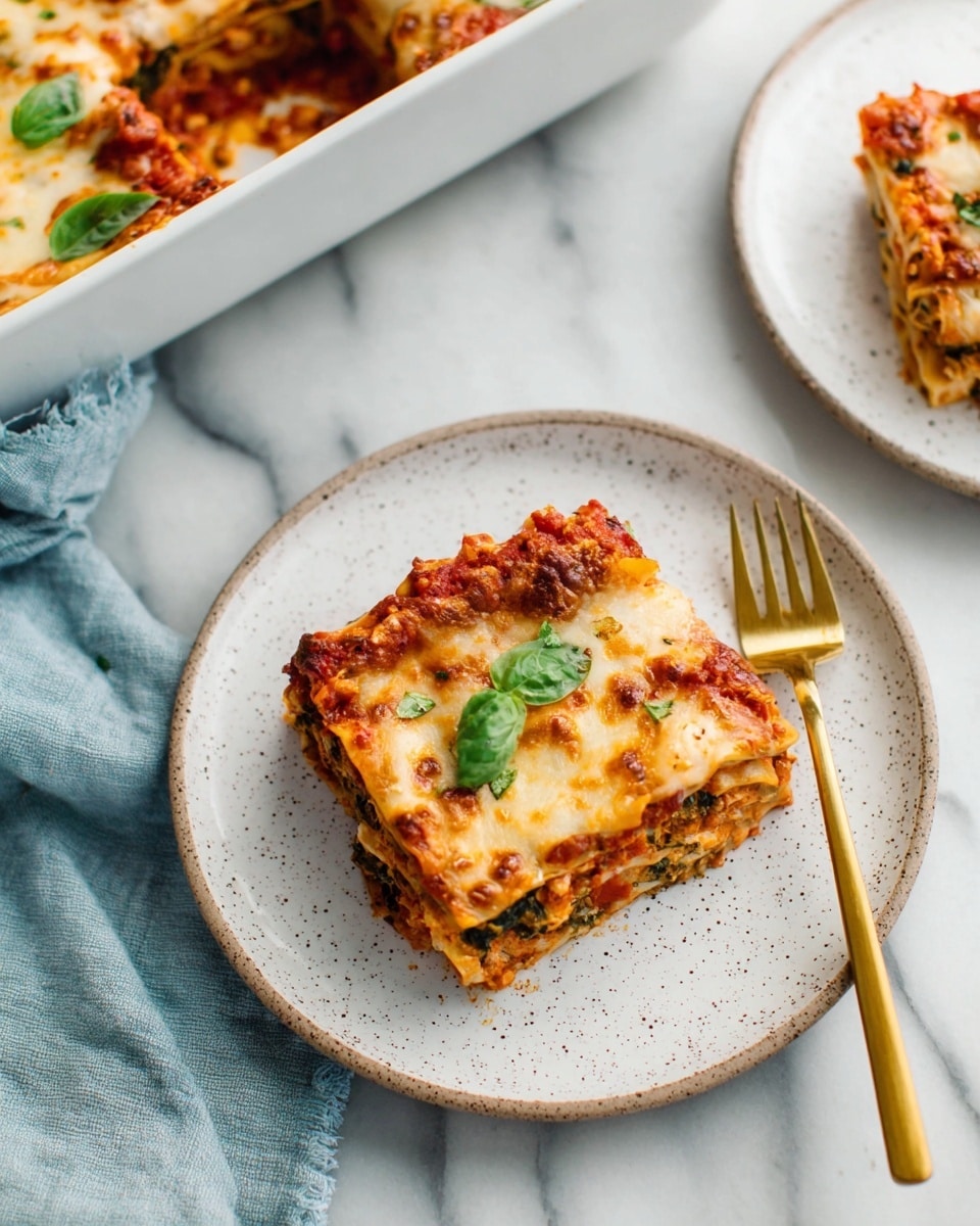 Veggie and Spinach Lasagna with Cottage Cheese and Tomato Sauce Recipe
