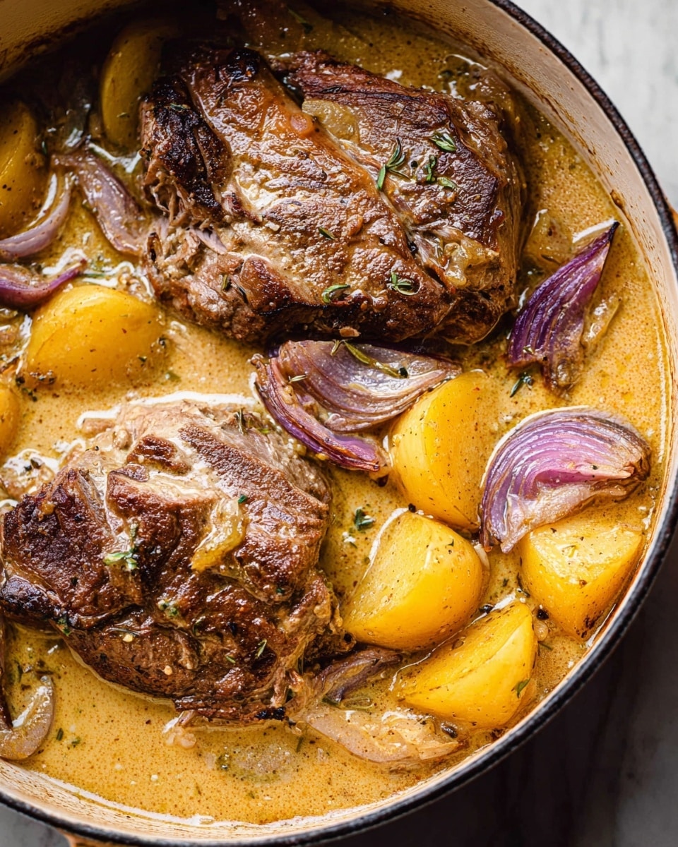 Apple Cider Braised Pork Shoulder with Apples and Herbs Recipe