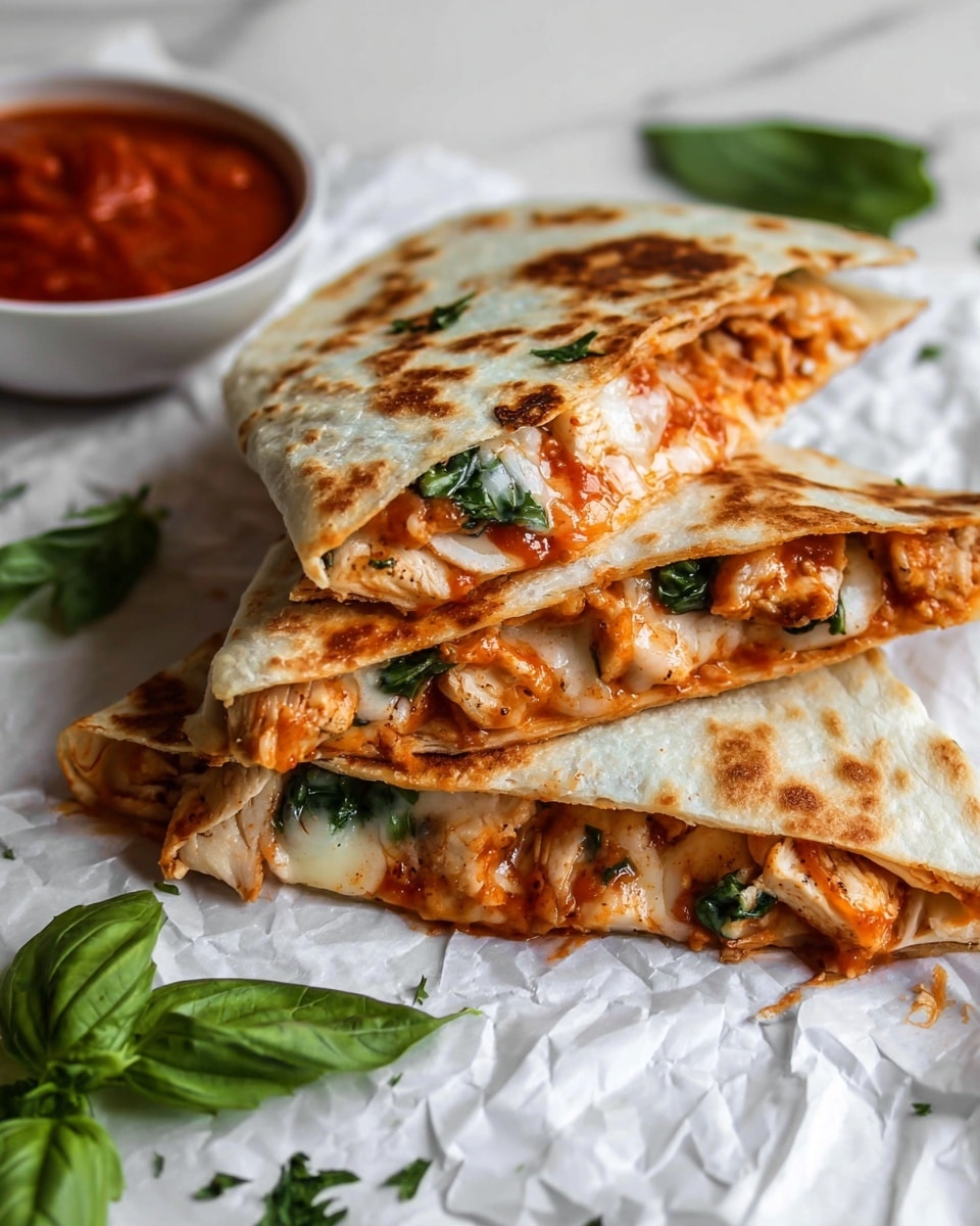 Italian Quesadillas with Chicken, Basil, and Mozzarella Recipe 4 Italian Quesadillas with Chicken, Basil, and Mozzarella Recipe