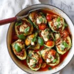 Stuffed Zucchini Boats with Mushrooms, Olives, and Spinach Recipe