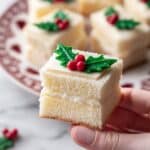 Christmas Tree and Holly Shaped Tea Sandwiches with Pineapple Cream Cheese and Pomegranate Decorations Recipe