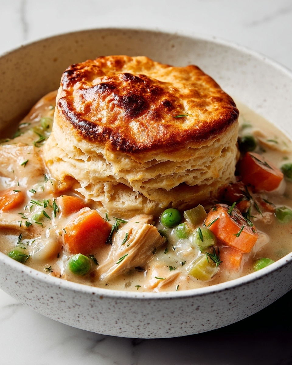 Chicken Pot Pie Casserole with Fluffy Biscuits Recipe