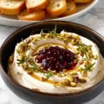 Whipped Brie with Cranberry Sauce, Honey, Pistachios, and Rosemary Recipe