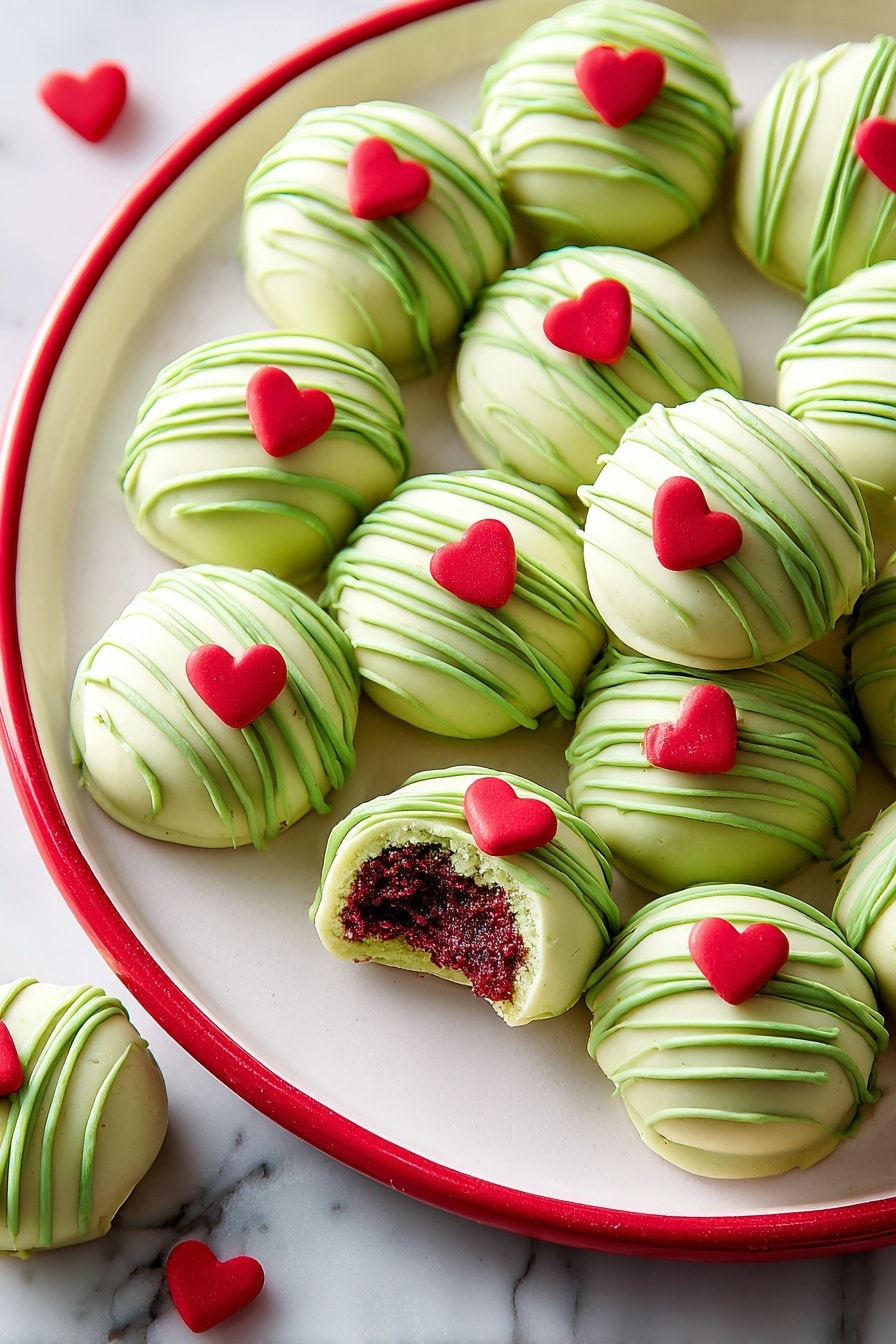 Grinchy Red Velvet Cake Balls Recipe - Serving