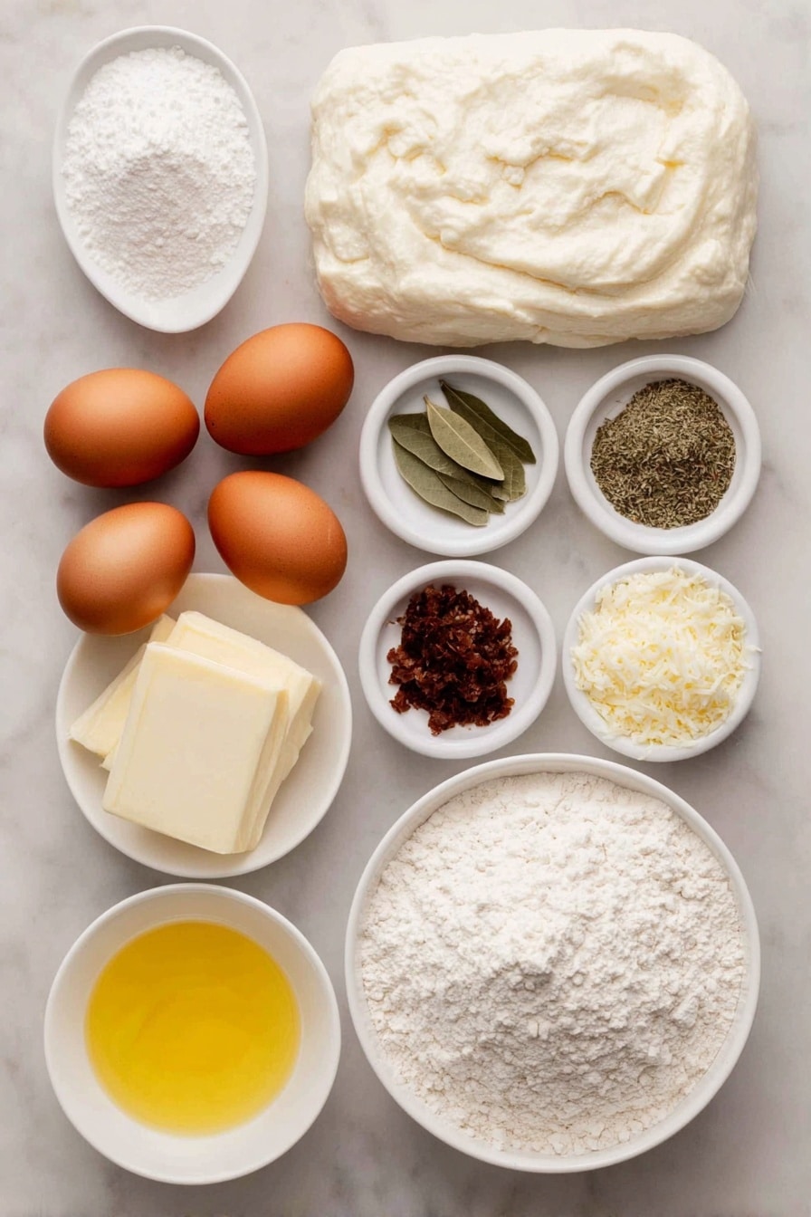 Copycat Pizza Hut Breadsticks Recipe 7 Flat lay of spoonfuls of white bread flour, a small mound of granulated sugar, a few sprigs of dried oregano, a dried basil leaf cluster, a small heap of dried onion flakes, a neat pile of garlic powder, three whole uncracked brown eggs, a small white bowl of warm water, a small white bowl of warm milk, a small white bowl filled with melted unsalted butter, a small white bowl of grated Parmesan cheese, and a small white bowl of dry active yeast, all arranged with perfect symmetry in a balanced composition on a clean white ceramic surface, placed on a clean white marble surface, soft natural light, photo taken with an iPhone, professional food photography style, fresh ingredients, white ceramic bowls, no bottles, no duplicates, no utensils, no packaging --ar 2:3 --v 7 --p m7354615311229779997 - Copycat Pizza Hut Breadsticks, homemade pizza breadsticks, soft buttery garlic breadsticks, how to make Pizza Hut breadsticks, best homemade breadsticks