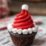 Santa Hat Cupcakes with Mini Marshmallows Recipe